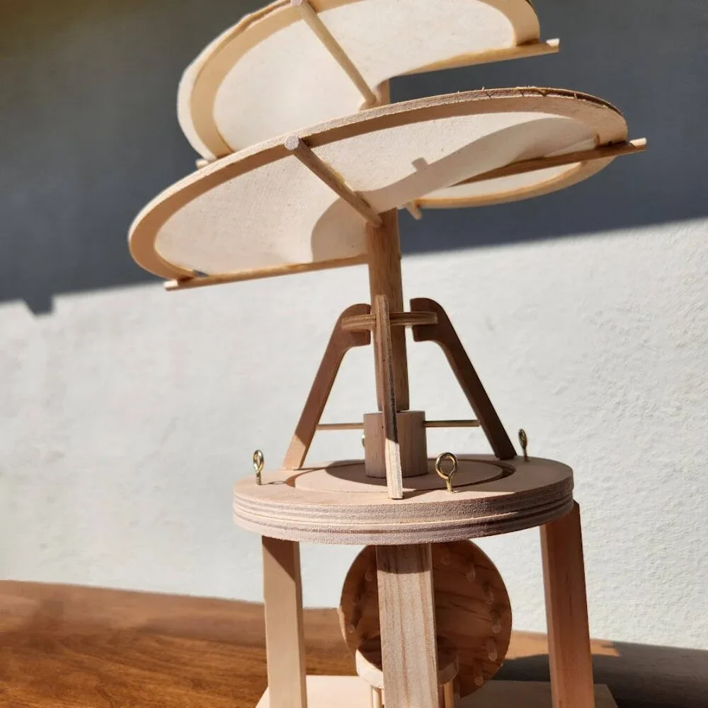 Leonardo da Vinci Wood Model Aerial Screw Helicopter Flying Machine Wooden DIY